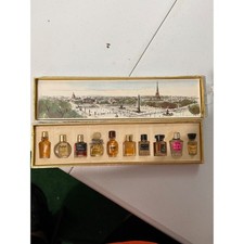 Vintage French Miniature Perfume Set 10pc Paris Souvenir Box Balenciaga Balmain picture