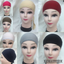 Women Ladies  Under Scarf Hijab TIE BACK Bone  Bonnet Cap 17 Colours Stretchable picture