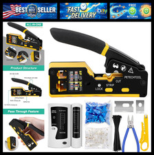 RJ45 Crimp Tool Pass Through Ethernet Crimping Tool Kit Cat6 Cat5e Cat6a RJ45 Cr picture