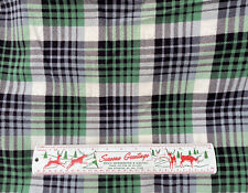 Vtg 30s 40s Shadow Plaid Cotton Workwear Flannel Fabric Nile Green B&W 34 W 3 Yd picture