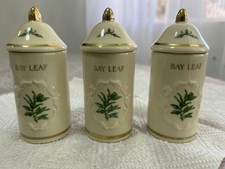 Vintage 1992 Lenox Spice Garden Bay Leaf JAR and LID, Quantity 3 picture