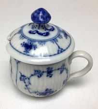 Royal Copenhagen Blue Fluted Plain Mustard Jar 3.5”  tall picture