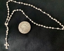 Vintage Italian ROMA Rosary Silver Vermeil Filigree Box picture