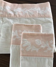 VTG Dan River KING 3pc Flat Sheet Set Peach Trim 2 Pillowcase 106x106 Cotton Mix picture