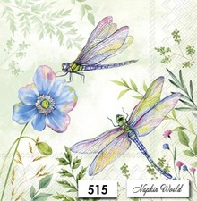 (515) TWO Paper LUNCHEON Decoupage Art Craft Napkins - DRAGONFLY DRAGONFLIES picture