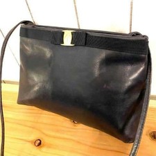 Salvatore Ferragamo Vara Ribbon Leather Shoulder Bag Navy Authentic Genuine picture