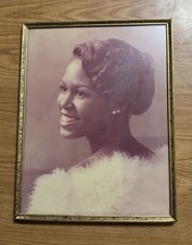 Vtg 1970s Wedding Photo Black Woman Portrait in Ornate Gold Frame 14x11