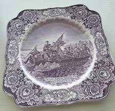 Vtg Crown Ducal 1932 George Washington Bicentenary Plate Purple Transferware 8.5 picture