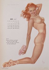 Original Vintage 1948 Varga Girl Calendar Page July Alberto Vargas Pin Up picture