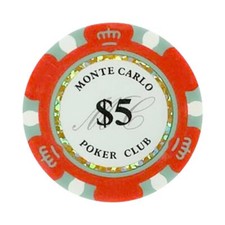 NEW 100 Apple Red $5 Monte Carlo Smooth 14 Gram Clay Poker Chips - Exclusive  picture