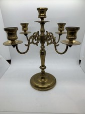Vtg Brass 5-Arm Candelabra Candle Holder 11” Tall picture