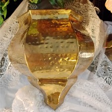 Vintage Handmade Solid Hammered Brass Wall Planter Pocket Moody English Manor picture