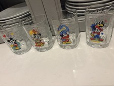 Vintage 2000 Walt Disney World Mickey Mouse McDonalds Square Glass Cups Set of 4 picture