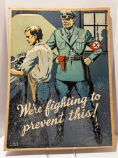 VTG 1943 WWII C.R. Miller Think American We’re Fighting to Prevent This Poster picture