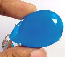 61Ct Natural Blue Sapphire Pendant Pear Shape 925 Silver IGL Certified Gems 6YHC picture
