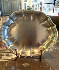 Vintage F B Rogers Provincetown Pewterlite Scalloped Oval Tray 7