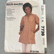 McCALL'S  Easy Fit - Easy Sew7738 Vintage Sewing Pattern Misses' Tunic, Uncut. T picture