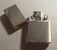ZIPPO LIGHTER NEW 240 VINTAGE LOOK BRUSHED BRASS w/ SLASHES-BRASS INSERT NO BOX picture