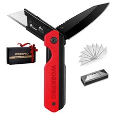 WORKPRO 2-in-1 Folding Knife/Utility Knife 10 SK5 Blades Quick-Change Box Cutter picture