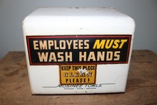 Vintage 1960's Mosinee Employees Must Wash Hands Restroom Paper Towel Dispenser picture
