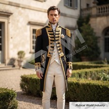 Black Wool British Vice Admiral Coat: Royal Navy Steampunk Uniform picture