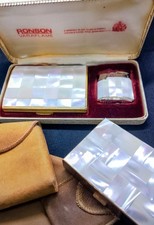 Vintage Restored Ronson Gas Mother of Pearl Set &AGME Swiss Musical Compact  picture