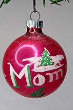 VTG pre WWII Glass Pictured MOM Mother Red BALL Christmas Ornament US of A picture