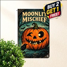 Waterproof Happy Halloween Pumpkin Moon Night Metal Sign Tin Plaque 8x12 picture