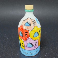 Gargiulo Italian Pottery Empty Bottle Container Decanter Painted W Cork Top VTG picture