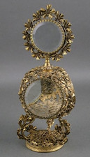 Vintage Gold Ormolu Filigree Perfume Bottle Dogwood Flowers Hollywood Regency picture