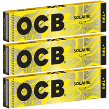 OCB Solaire King Size Slim Rolling Papers + Tips 32 Leaves Each (3 Booklets) picture