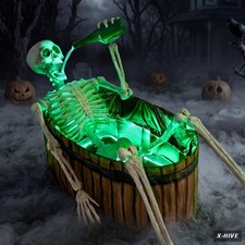 5FT ANIMATRONIC DRINKING SKELETON WITH ENDLESS LIQUID POURING EFFECT HALLOWEEN picture
