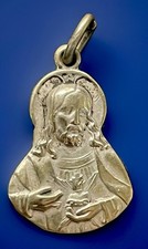 Antique 1910s, Sacred Heart Jesus, 300 Days Indulgence, Pope Pius X Medal picture