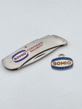 Vintage SOHIO Corporate Security Zippo Pocket Knife + Advertising Key Fob Ohio picture