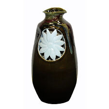 Modern Handmade Artistic Brown Gloss Vase With Sunflower Graphic Vase n379 picture