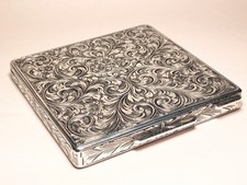 Vintage Italian 800 Silver Compact Case Hand Engraved 1930s Florence 80g picture