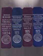 (4) Dog Show Ribbons AMERICAN KENNEL CLUB (1924-25) PA & VA picture