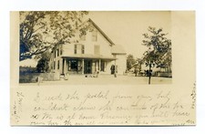 Lyme NH, People outside George Melvin Store,  1906 RPPC postcard picture