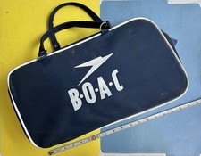 Vtg BOAC BRITISH OVERSEAS AIRWAYS CARRY ON  TRAVEL BAG  CANVAS 16”x 9” x 5” picture