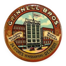 Grinnell Bros. Advertising Pocket Mirror 1915-20 Detroit Michigan Music House picture