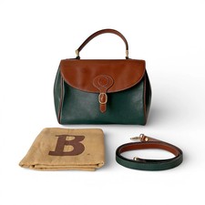 BALLY 2Way Leather Shoulder Bag Handbag Green Brown Unisex (Ages 14+) picture
