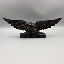 Vintage Hand Crafted Carved Wood Patriotic American Bald Eagle Wooden Sculpture picture