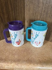 Vintage 90's  McDonald's THERMO Hot & Cold Plastic Beverage Travel Mug lot of 2 picture
