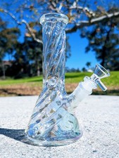 8 Inch Twisted Rainbow Bong Premium Quality Glass Smoking Water Pipe Hookah picture