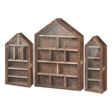 Trinket Shelf Display with Door (Set of 3), Solid Wood Knick Knack Shelf for ... picture