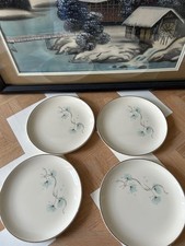 Set of 4 Vintage Taylor, Smith,Taylor Dandelion Flower Aqua Bread Butter Plates picture