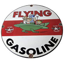 Vintage Flying A Gasoline Sign - The Jetsons Gas Service Station Porcelain Sign picture