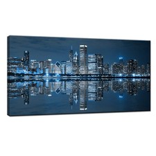 LevvArts L724 Chicago Downtown at Night Canvas Wall Art picture