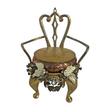 Original by Robert Power Compact Chair RARE Gold Tone Rhinestones Pearls READ picture