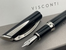 Visconti Italy Pininfarina XL Black & Steel Fountain Pen Broad Nib $395 New picture